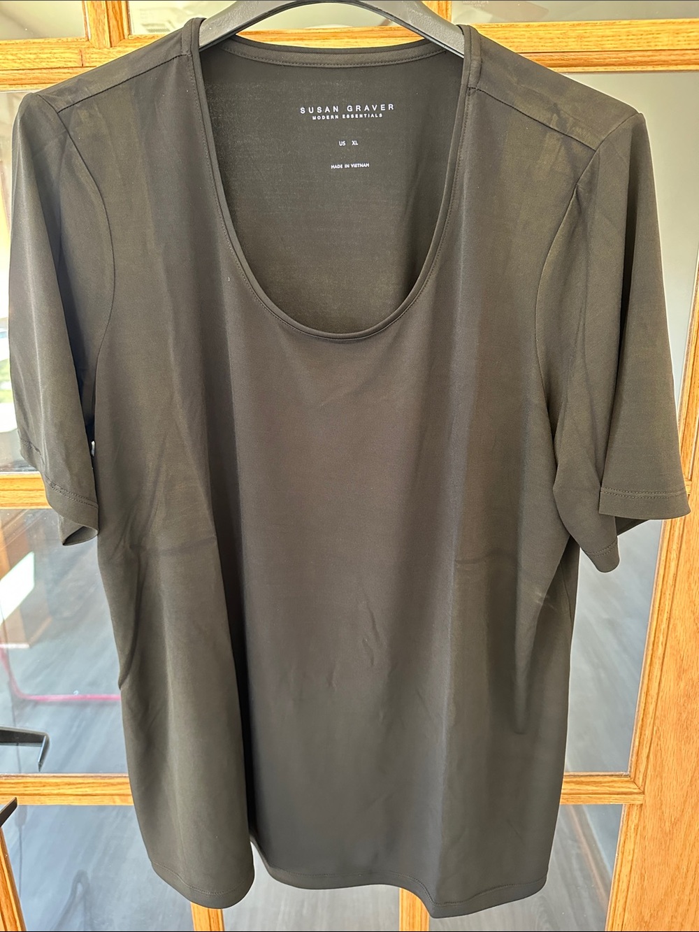 Susan Graver Black Scoop Neck Short Sleeve Tee - Classic Fit